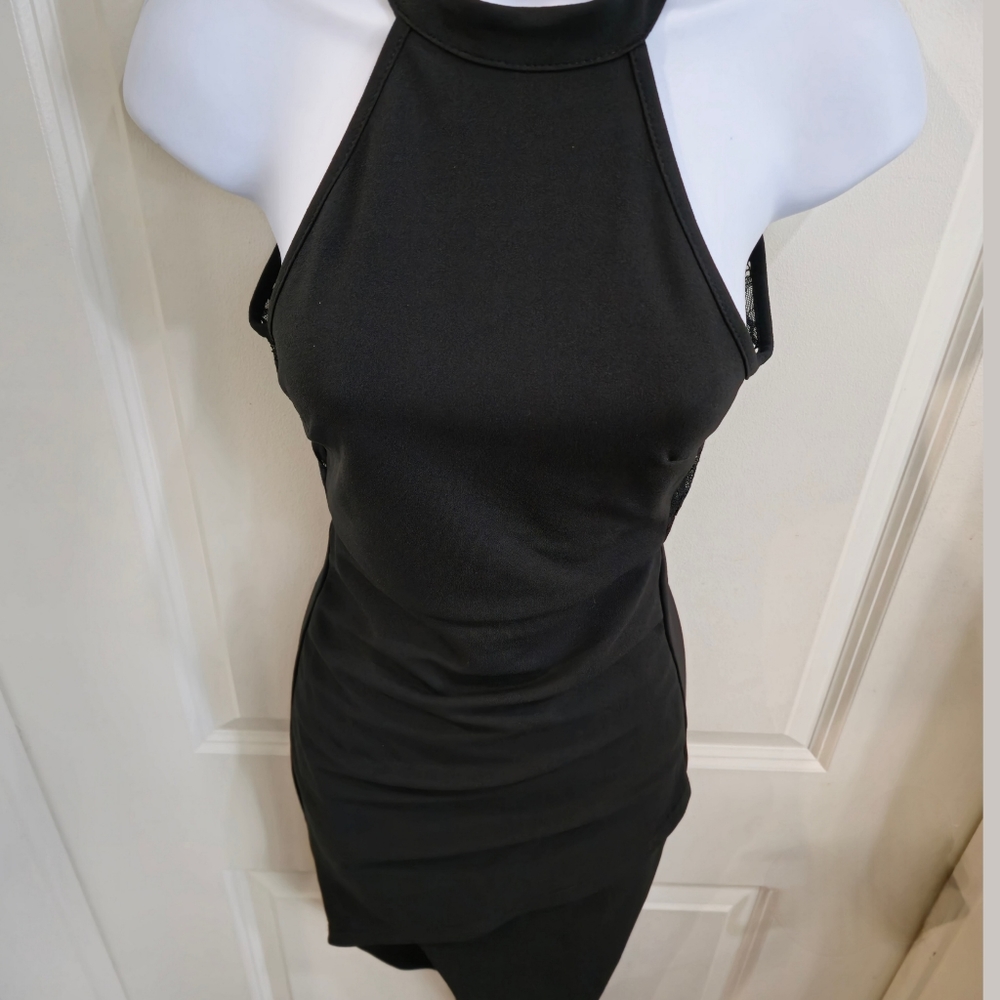 NEW Windsor Black Drop Waist Dress Asymmetrical Wrap Midi Skirt Open Back - Picture 7 of 17